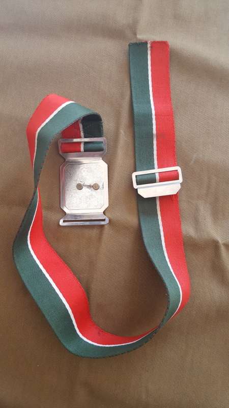 SADF era SA Army Tac Intelligence Corps stable-belt - period worn item (red backing) - > 1m length