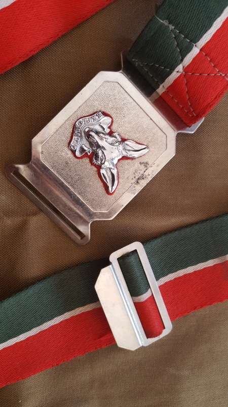 SADF era SA Army Tac Intelligence Corps stable-belt - period worn item (red backing) - > 1m length