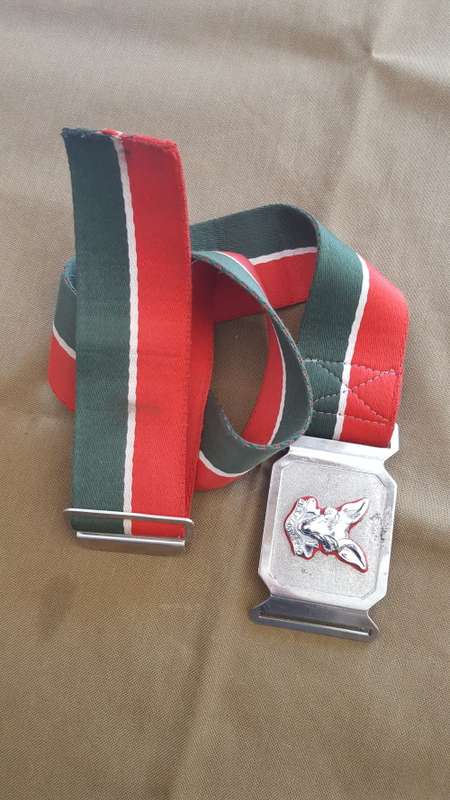 SADF era SA Army Tac Intelligence Corps stable-belt - period worn item (red backing) - > 1m length