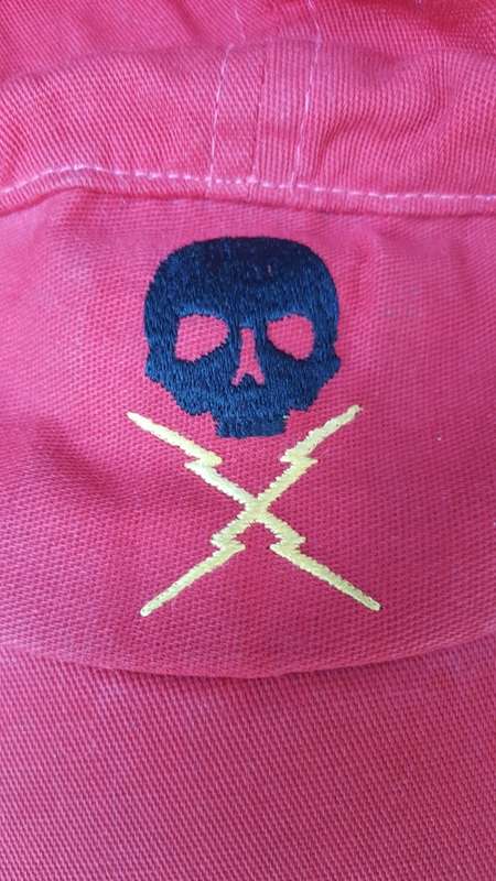 original 61 Mech Bn Grp red unit cap used and named good condition no damage/ bright colours adjusts
