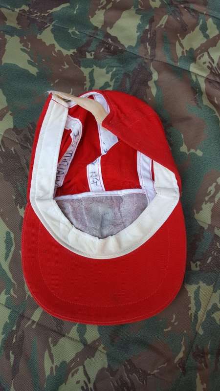 original 61 Mech Bn Grp red unit cap used and named good condition no damage/ bright colours adjusts