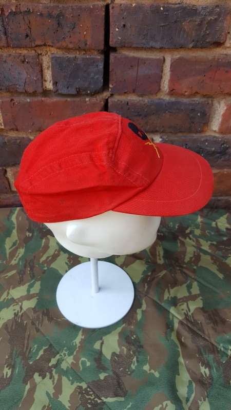 original 61 Mech Bn Grp red unit cap used and named good condition no damage/ bright colours adjusts