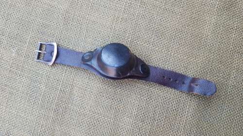 Israeli origins leather watch strap cover with compass included - small size - original bushwar era