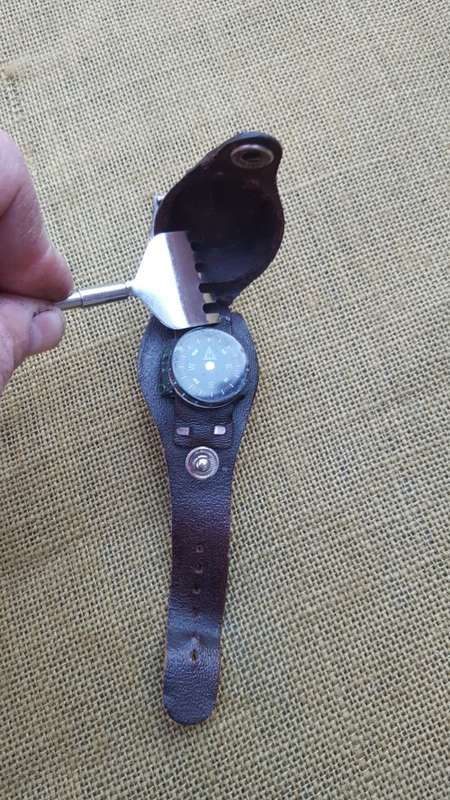 Israeli origins leather watch strap cover with compass included - small size - original bushwar era