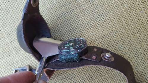 Israeli origins leather watch strap cover with compass included - small size - original bushwar era
