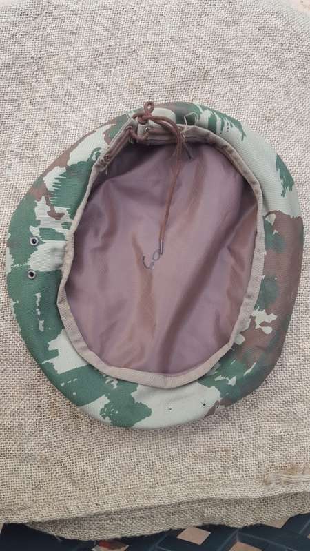 a signed 32 Bn camo beret signed by Col Jan Breytenbach founding Officer Commanding - size 60 & new