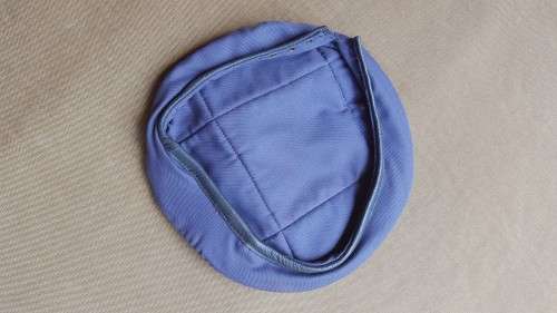 unknown original factory (SAP?) pre-1994 era blue cloth (& leather) beret - new & unused - size 58