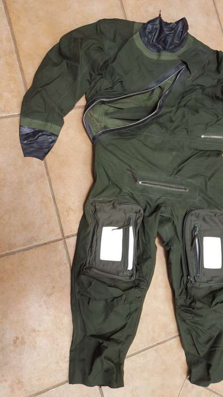 scarce & rarely seen original SADF era SAAF pilots & aircrew olive green drysuit rubber cuffs good