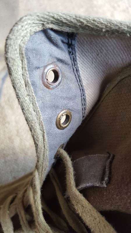 small size (UK 6 or 7?) green canvas boots as used by KOEVOET in SWA/ Angola border war era in good