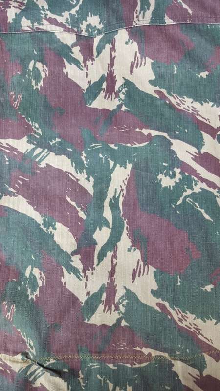 Terr l/s shirt in Uganda lizard camo (not porra) repaired battle damage & field taliored small size