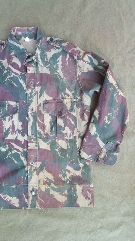 Terr l/s shirt in Uganda lizard camo (not porra) repaired battle damage & field taliored small size