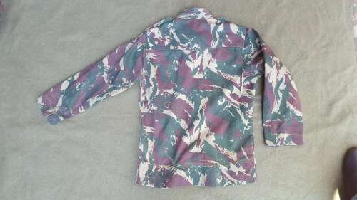 Terr l/s shirt in Uganda lizard camo (not porra) repaired battle damage & field taliored small size