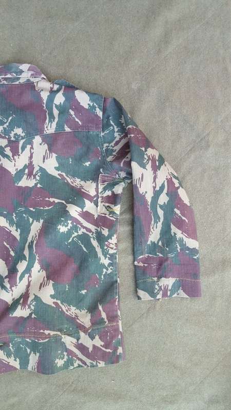 Terr l/s shirt in Uganda lizard camo (not porra) repaired battle damage & field taliored small size