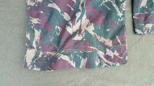 Terr l/s shirt in Uganda lizard camo (not porra) repaired battle damage & field taliored small size