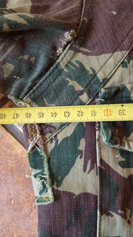 Terr l/s shirt in Uganda lizard camo (not porra) repaired battle damage & field taliored small size