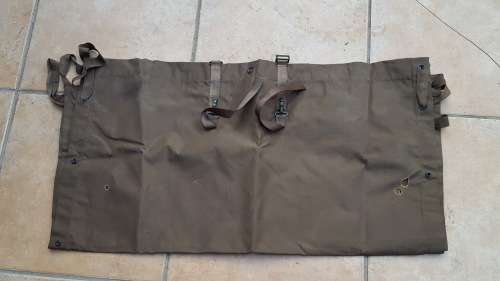 field damaged SADF era nutria ground-sheet (field stretcher) besides burn holes near mint condition