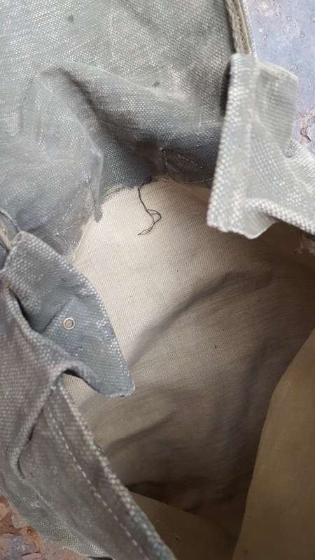 patt 37 webbing WW2 era large pack - blanco'ed olive green - used but intact - scarce find/no damage