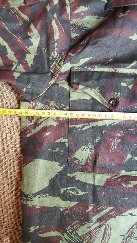 scarce cut Recce copy camo type "H" French lizard HBT camo l/s shirt (V pockets) med size new mint