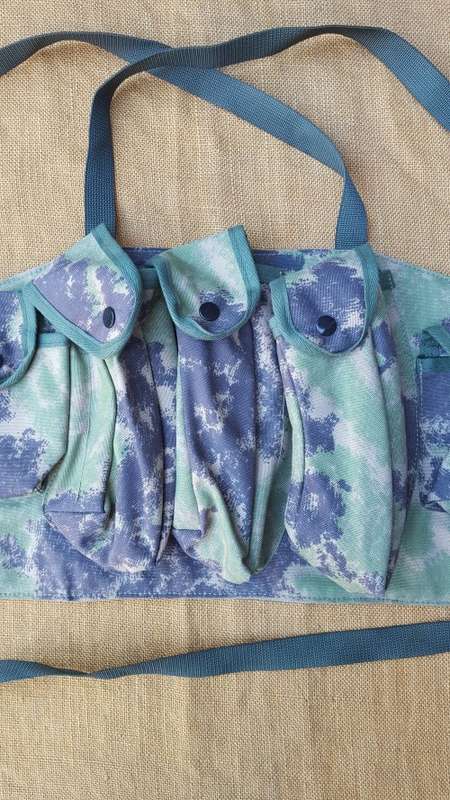 on auction a new custom made Zim splotch camo in nylon chest webbing sized for 6 AK 47 or R4/5 mags