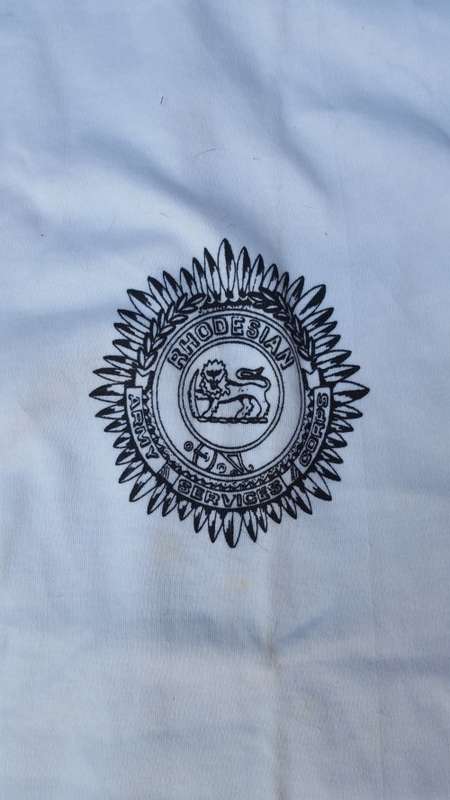 original white medium size Rhodesian Service Corps tee-shirt in very good & clean condition