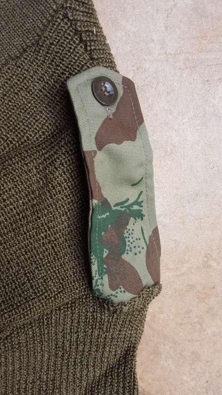 pre-1994 New & Unused & Mint size X-large (117cm) SAP era issue 80% wool jersey with camo accents