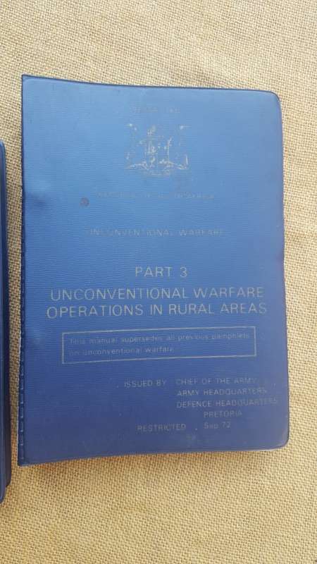 rare full set of three EARLY SADF era unconventional warfare manuals dd 1972 with original covers