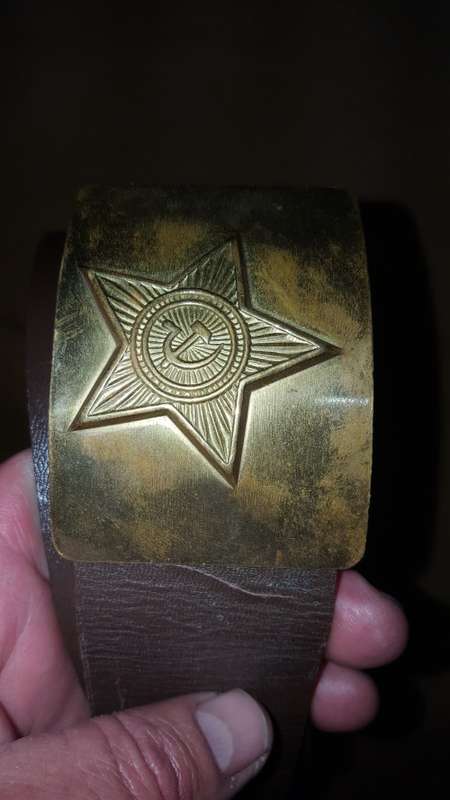 XXL size Soviet USSR style leather belt in great used condition (leather supple and excllent shape)