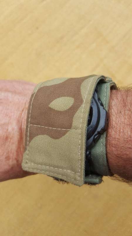 a useful custom made one-off SAP camo cloth watch band/ cover - well made found locally in a lot of