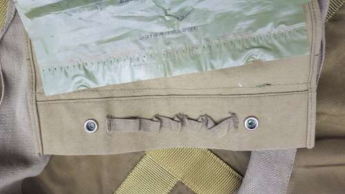 scarce SADF era canvas (disposable) Claymore ammo carry bag (used) with loose instr sheet SWA Angola