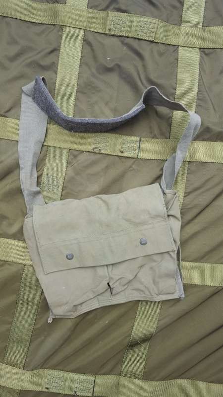 scarce SADF era canvas (disposable) Claymore ammo carry bag (used) with loose instr sheet SWA Angola