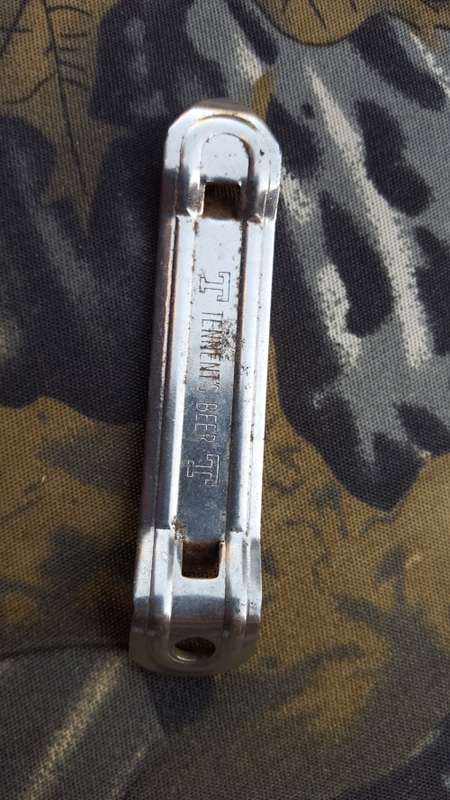 old-school SWA/Angola period TENNETS beer brand can and bottle-opener (made in England) used condit