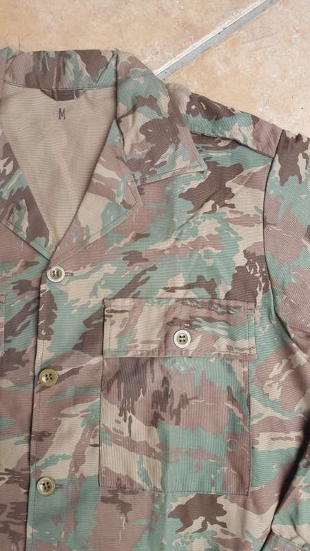 original period SWA/ Angola bushwar era SADF issue 32 Bn winter camo l/s shirt (named) no damage