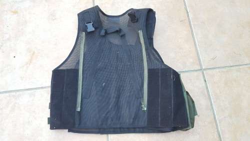 pre-1992 era SAP STF olive green urban assault vest with 2 x MP5 SMG mags ammo panel in good used co