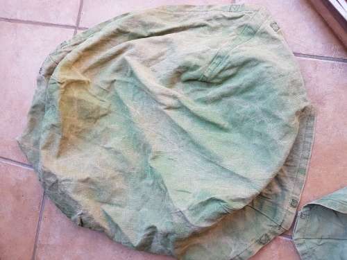 well used & intact 4 piece UDF/ SADF era set camping canvas basin and bucket field living essential