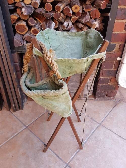 well used & intact 4 piece UDF/ SADF era set camping canvas basin and bucket field living essential