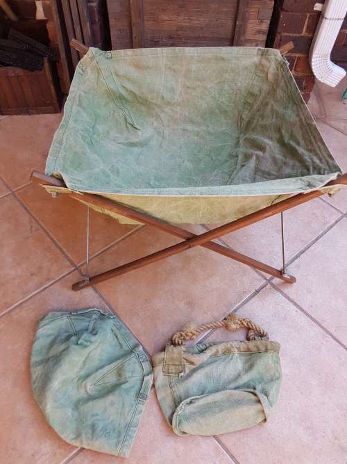 well used & intact 4 piece UDF/ SADF era set camping canvas basin and bucket field living essential