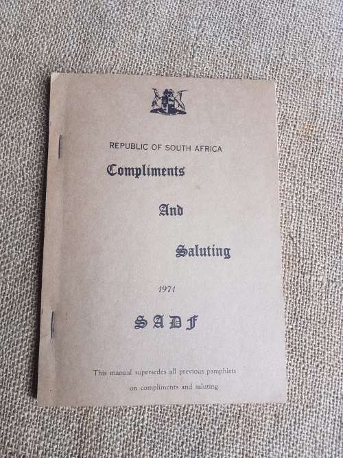 original SADF era bi-lingual (Eng/ Afr) Compliments & Saluting manual in very good clean condition