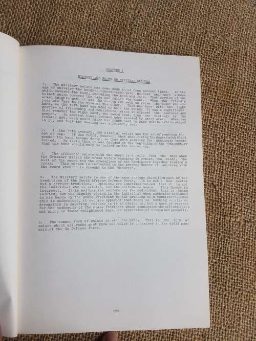 original SADF era bi-lingual (Eng/ Afr) Compliments & Saluting manual in very good clean condition