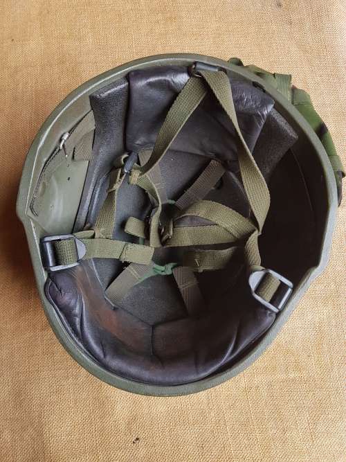 UK MoD Brit issue (mk6) ballistic military/ army helmet with Temprate DPM camo cover in good clean c