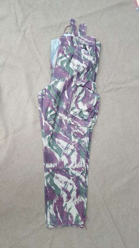 hard to find good used Porra ULTRAMAR war era waist size 36 inch lizard camo trousers (undamaged)