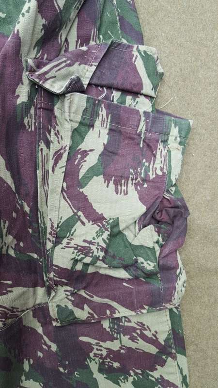 hard to find good used Porra ULTRAMAR war era waist size 36 inch lizard camo trousers (undamaged)