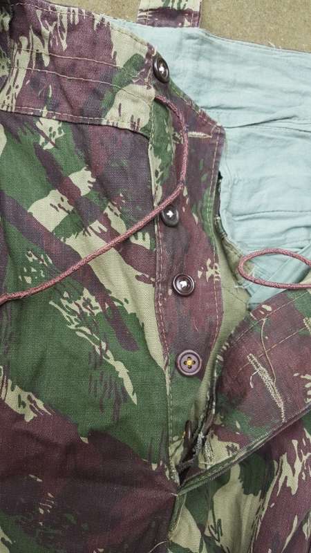 hard to find good used Porra ULTRAMAR war era waist size 36 inch lizard camo trousers (undamaged)