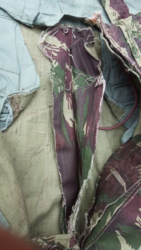 hard to find good used Porra ULTRAMAR war era waist size 36 inch lizard camo trousers (undamaged)