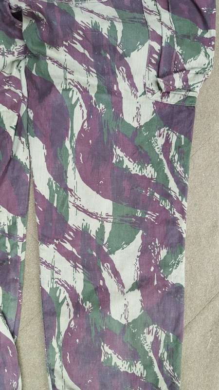 hard to find good used Porra ULTRAMAR war era waist size 36 inch lizard camo trousers (undamaged)