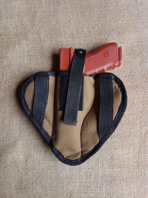 original SADF era nutria nylon (pvt purchase) pancake holster for large semi-auto pistol (used)