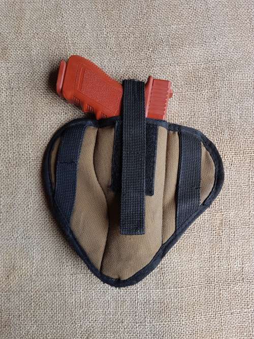 original SADF era nutria nylon (pvt purchase) pancake holster for large semi-auto pistol (used)
