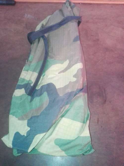 very good (no damage) complete USMC reversible (woodland camo and tan) combat 2 person issue tent