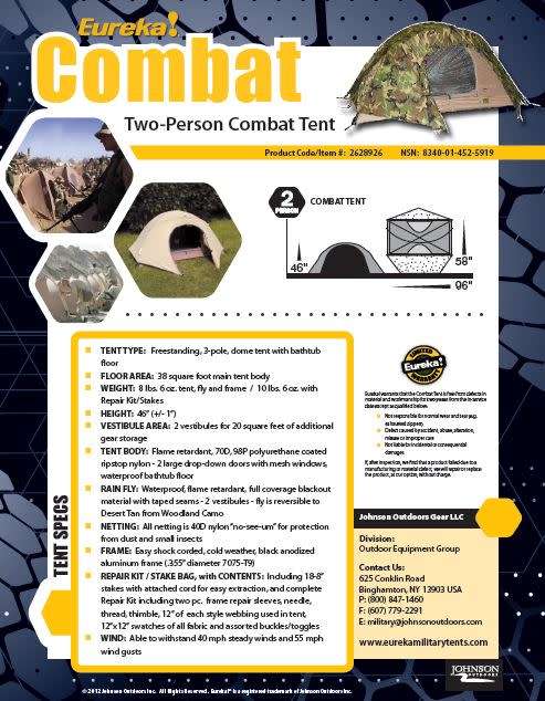very good (no damage) complete USMC reversible (woodland camo and tan) combat 2 person issue tent