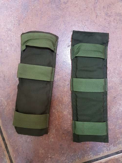 pair SADF era used condition small olive green nylon `Niemoller` style loose shoulder pads