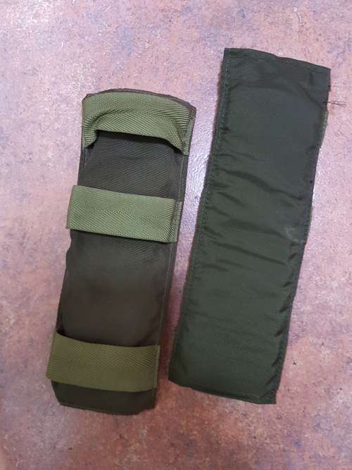pair SADF era used condition small olive green nylon `Niemoller` style loose shoulder pads